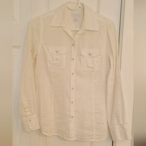 Charter One 100% linen size 4 off-white button down